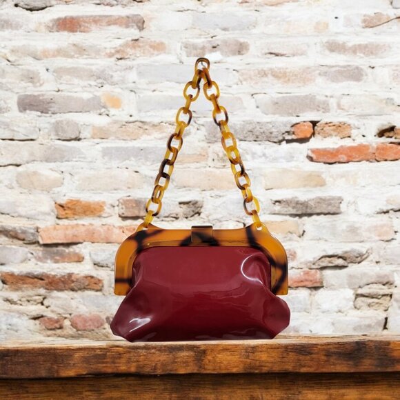 FREE PEOPLE RED PATENT LEATHER BAG - Picture 10 of 12